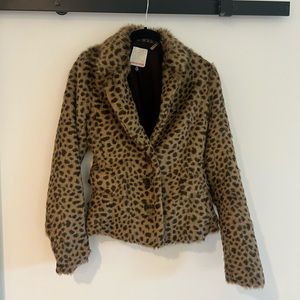 Rebecca Taylor Faux leopard blazer with 3 buttons, collar and pockets size 4